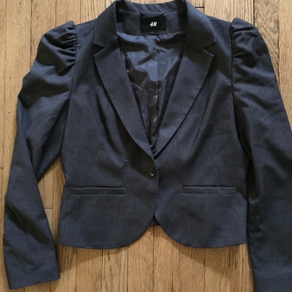 Last Chance: H&M Grey Blazer with Puff Sleeves - Picture 1 of 4